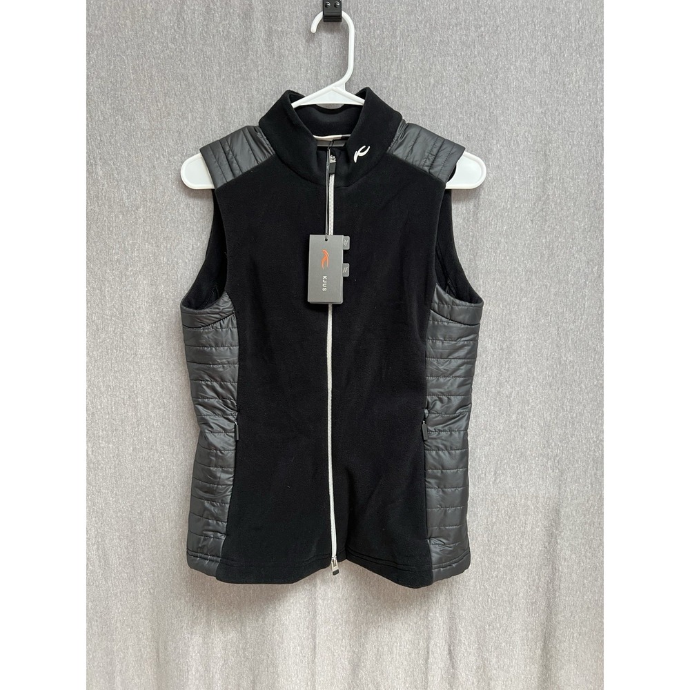 NWT KJUS Women Maxima Vest Black Fleece Puffer Quilted Full Zip Golf 38 Medium